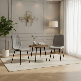 Dream Home זוג כיסאות פסים דגם סיינה בד קטיפה רחיץ - אפור