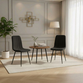 Dream Home זוג כיסאות פסים דגם סיינה בד קטיפה רחיץ - שחור