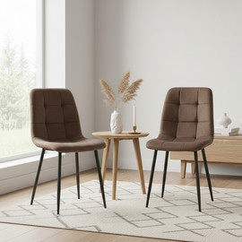 Dream Home זוג כיסאות ריבועים דגם קיאני צבע שוקולד מריר בד קטיפה רחיץ