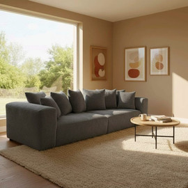 Dream Home ספת רביצה גדולה מפנקת בד קורדוי משודרג דגם פפר - אפור