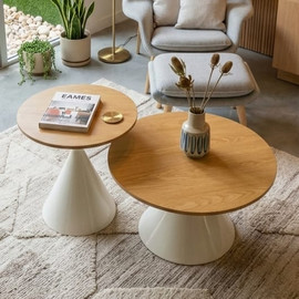 Dream Home סט זוג שולחנות סלון דגם אוריין צבע אלון