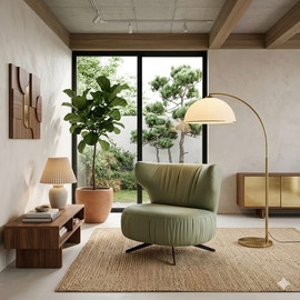 Dream Home כורסא מעוצבת ומסתובבת דגם Sun - ירוק