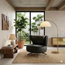 Dream Home כורסא מעוצבת ומסתובבת דגם Sun - שחור