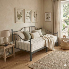 Dream Home ספת אירוח נפתחת למיטה זוגית כולל זוג מזרונים דגם Gold - אפור כהה