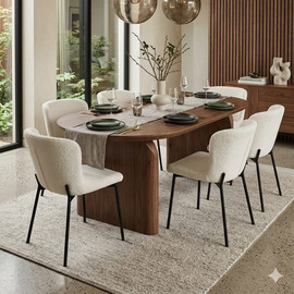 Dream Home סט פינת אוכל נפתח אגוז כולל 6 כיסאות דגם Luna נפתח 3 מטר
