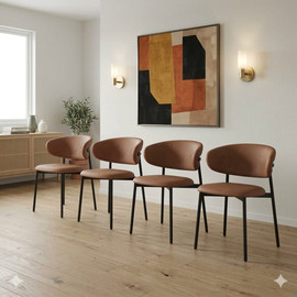 Dream Home סט 4 כיסאות מעוצבים דגם מריו צבע חמרה