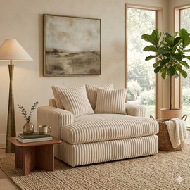 Dream Home כורסת רביצה מפנקת בד קורדוי צבע שמנת דגם Gimi