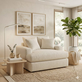 Dream Home כורסת רביצה מפנקת בד מיוחד צבע שמנת דגם Arlet