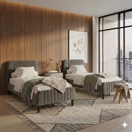 Dream Home סט זוג מיטות יחיד כולל מזרונים דגם באלי - אפור