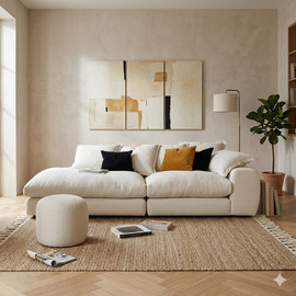Dream Home ספת פוך נוצות כולל הדום עגול דגם סנטיאגו - שמנת