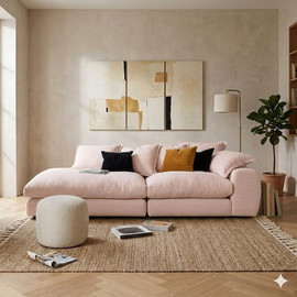 Dream Home ספת פוך נוצות כולל הדום עגול דגם סנטיאגו - ורוד