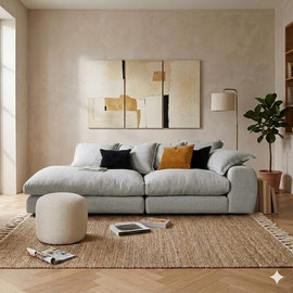 Dream Home ספת פוך נוצות כולל הדום עגול דגם סנטיאגו - אפור
