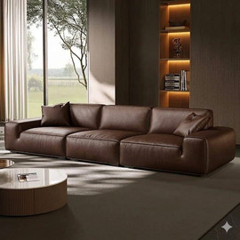 Dream Home ספת רביצה כולל הדום בד דמוי עור משובח דגם וושינגטון - חום