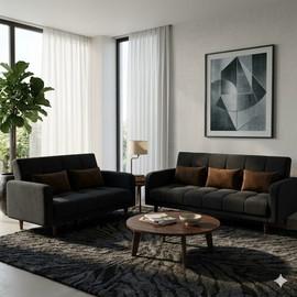 Dream Home סט ספות 3+2 דגם קזנס - שחור