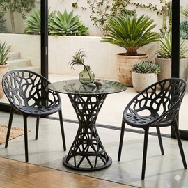 Dream Home פינת ישיבה זוגית מונובלוק שולחן וזוג כיסאות דגם עדן - שחור
