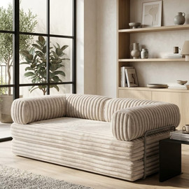 Dream Home ספת אירוח בד קורדוי נפתחת למיטה זוגית ענקית דגם Bono
