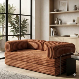 Dream Home ספת אירוח בד קורדוי נפתחת למיטה זוגית ענקית דגם Bono