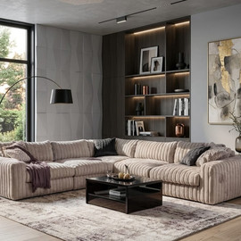 Dream Home סלון פינתי ענק מפנק מפואר בד קורדוי דגם דריי - 300*300