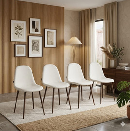 Dream Home סט כיסאות בד אריג רגלים צבע אגוז דגם Pol - 8