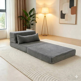 Dream Home כורסא נפתחת למיטה בד קורדוי מפנק דגם שבי - אפור