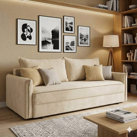 Dream Home ספת אירוח נפתחת למיטה זוגית כולל ארגז מצעים דגם ים - בז׳