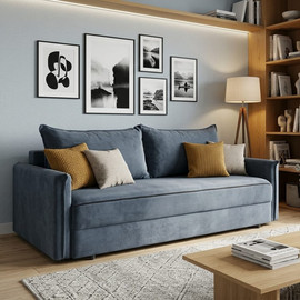 Dream Home ספת אירוח נפתחת למיטה זוגית כולל ארגז מצעים דגם ים - כחול ג׳ינס