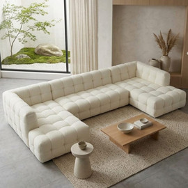 Dream Home סלון פינתי מעוצב במגוון בדים בצורת ח דגם קוביה - 400