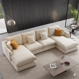 Dream Home סלון פינתי פוך צורת ח דגם סידני צבע בז׳ - 500