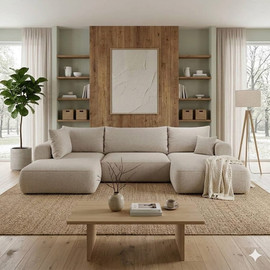 Dream Home סלון פינתי צורת ח דגם מייסן - בז׳