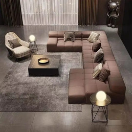 Dream Home סלון פינתי רביצה מפואר צורת ח דגם בוגאטי - חום