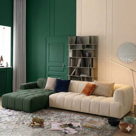 Dream Home ספת רביצה כולל הדום דגם שחמט צבע ירוק/בז׳ - 280