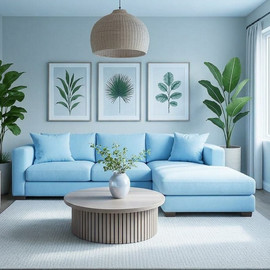 Dream Home סלון רביצה פינתי דגם בליק צבע תכלת - 280*180