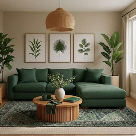 Dream Home סלון רביצה פינתי דגם בליק צבע ירוק כהה - 260*160