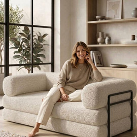Dream Home ספה נפתחת למיטה זוגית ענקית בד (בוקלה) דגם Baby