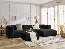Dream Home סלון פינתי כולל הדום דגם דובאי צבע שחור - 260*160