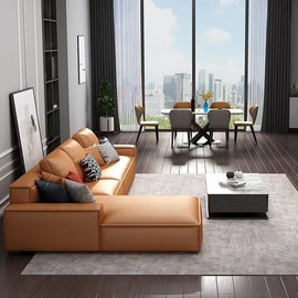 Dream Home סלון רביצה פינתי מדמוי עור משובח דגם פיירבורג צבע כתום - 360*200