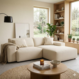 Dream Home סלון רביצה פינתי דגם ניר צבע בז׳ שמנת - 260*160