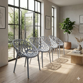 Dream Home סט 4 כיסאות דגם: Nikol צבע לבן