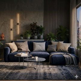 Dream Home סלון פינתי מעוצב דגם אטוס צבע כחול כהה - 260