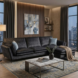 Dream Home סלון פינתי דגם צ׳סטר צבע שחור - 280*180