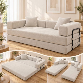 Dream Home ספת אירוח בד קורדוי נפתחת למיטה זוגית ענקית דגם BINGO
