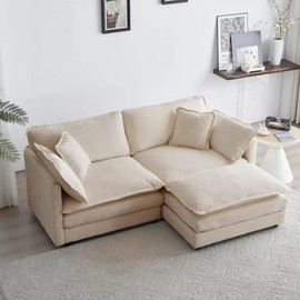 Dream Home ספה דו מושבית כולל הדום תואם במבחר מידות דגם רוססו - בז׳
