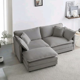 Dream Home ספה דו מושבית כולל הדום תואם במבחר מידות דגם רוססו - אפור