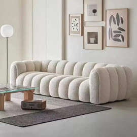Dream Home ספת תלת מושבית בד בוקלה מעוצבת דגם אפרי - 300