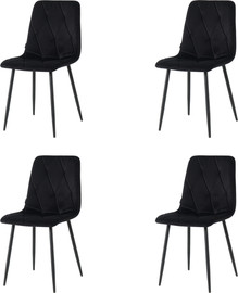 הום קום סט 4 כסאות בר דגם ורשה שחור דמוי עור
