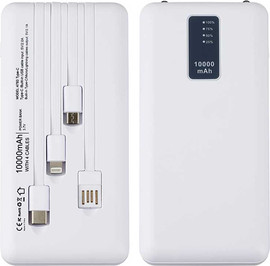 GadgetShop מטען נייד 10,000mAh עם כבלים ופנס