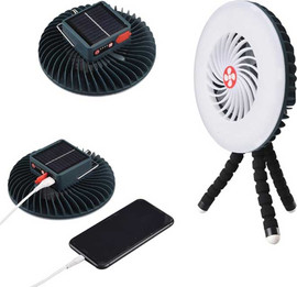 GadgetShop מאוורר משולב עם פנס ומטען נייד סולארי