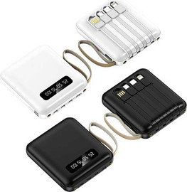 GadgetShop מטען נייד פאוורבנק 8,000mAh עם כבלים מובנים ופנס