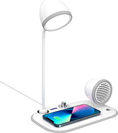 GadgetShop עמדת טעינה אלחוטית עם רמקול בלוטוס ומנורת לילה