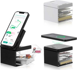 GadgetShop עמדת טעינה אלחוטית משולב עם ארגונית לציוד משרדי